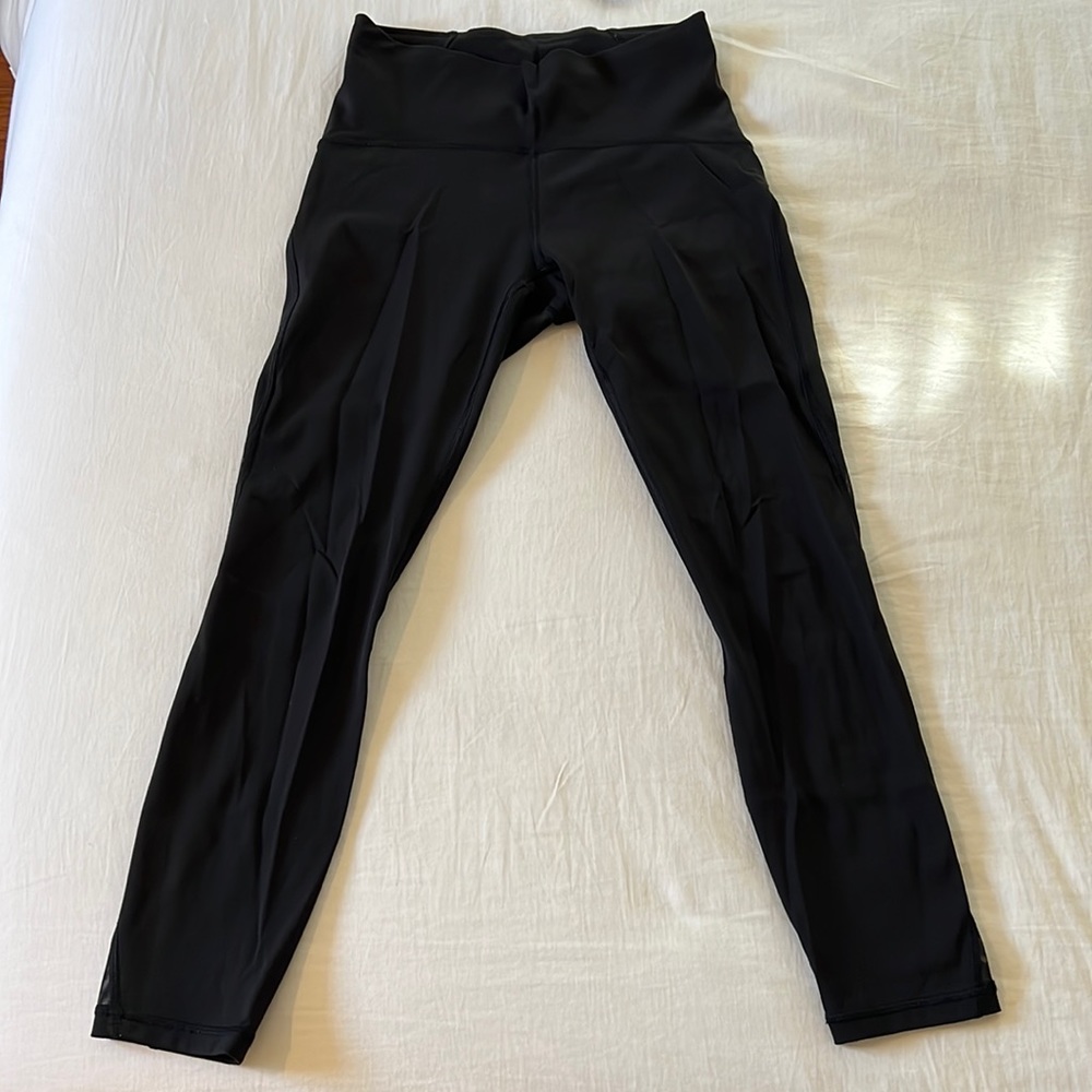 Black lululemon leggings with mesh detailing